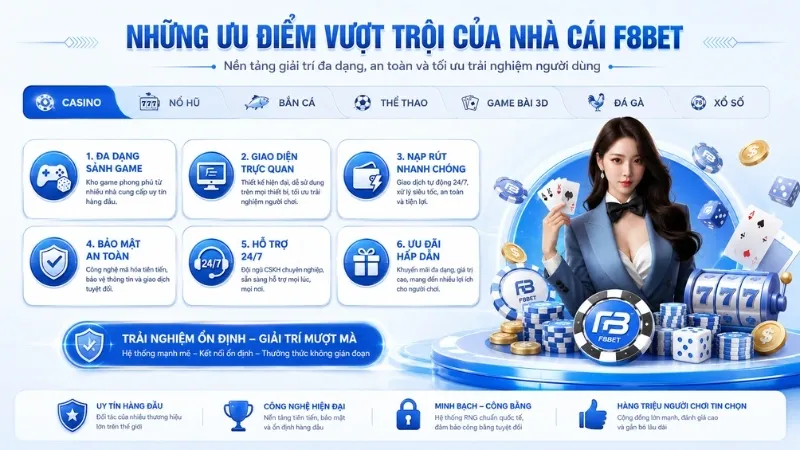 F8bet 44 Những ưu điểm vượt trội của nhà cái F8bet
